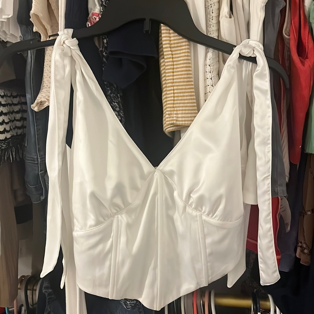 White corset style crop top!